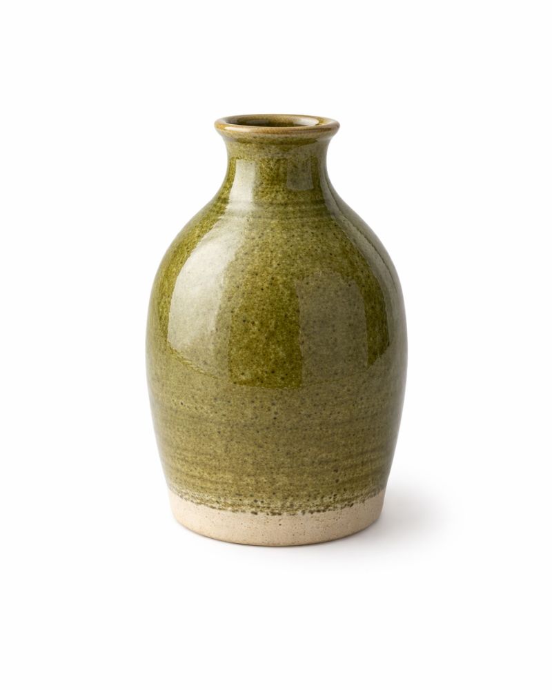 Jarrón de cerámica artesanal esmaltado 22 cm pieza única varios colores